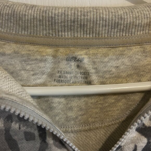 Aerie Grey Leopard Print Quarter-Zip Pullover – Size S - Picture 2 of 3